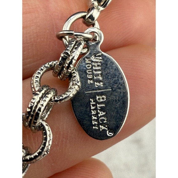 White House Black Market Necklace Bib Statement Shell Look Silver Tone 16" - Picture 4 of 8